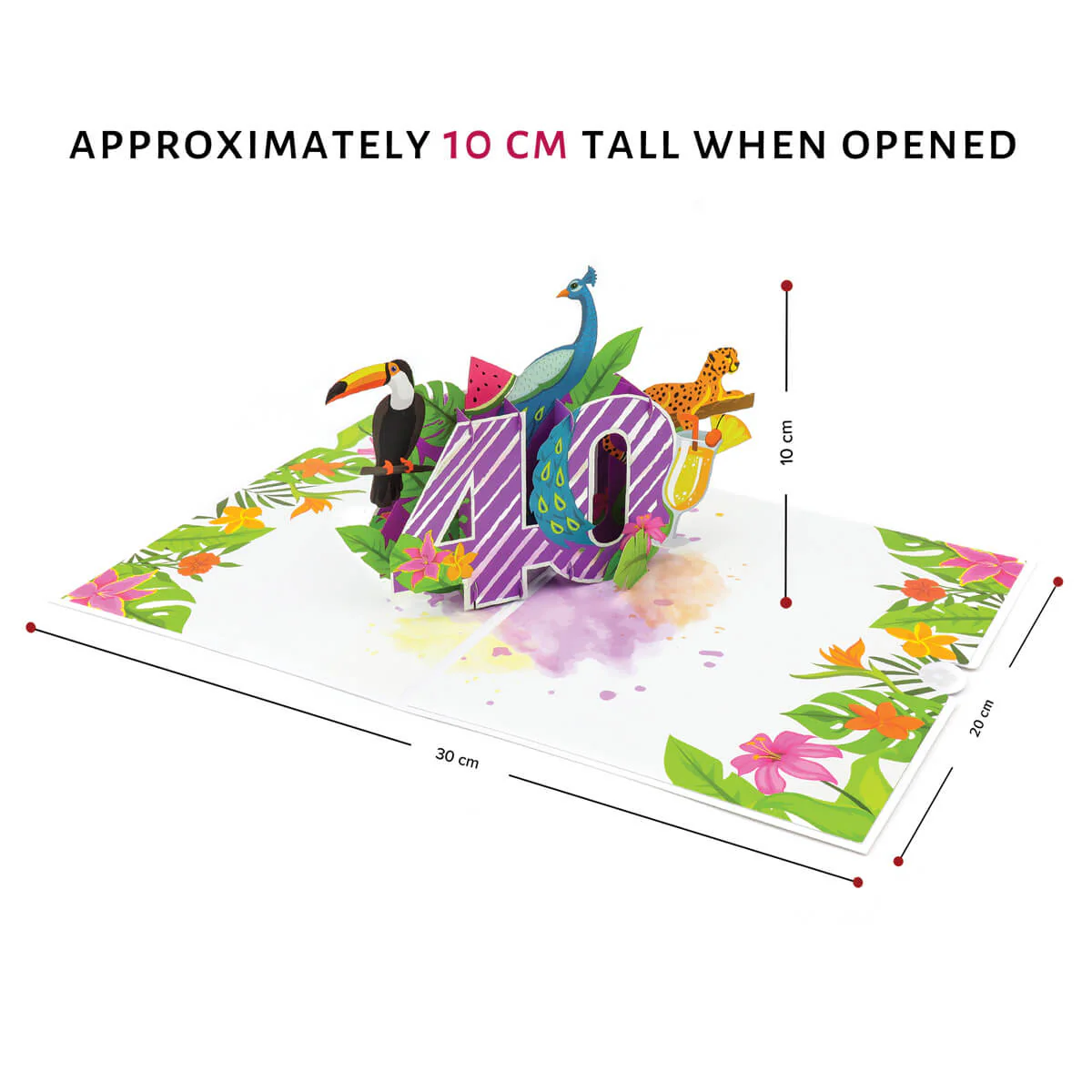 40th Birthday Tropical Pop Up Card - Image 4