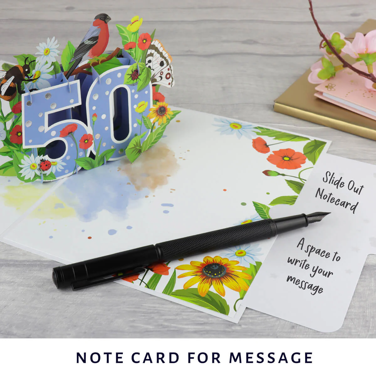 50th Birthday Floral Pop Up Card - Image 5
