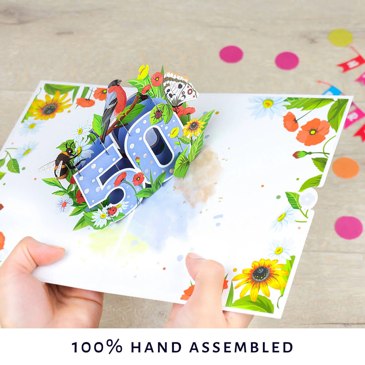 50th Birthday Floral Pop Up Card - Image 6