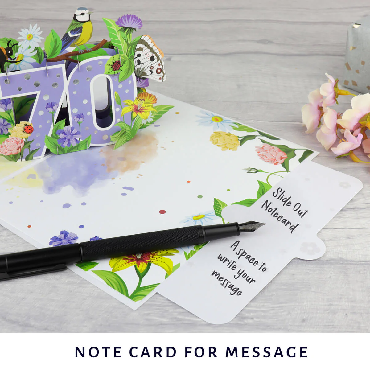 70th Birthday Floral Pop Up Card - Image 5