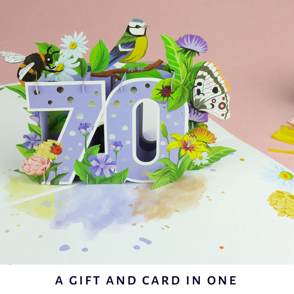 70th Birthday Floral Pop Up Card - Image 8