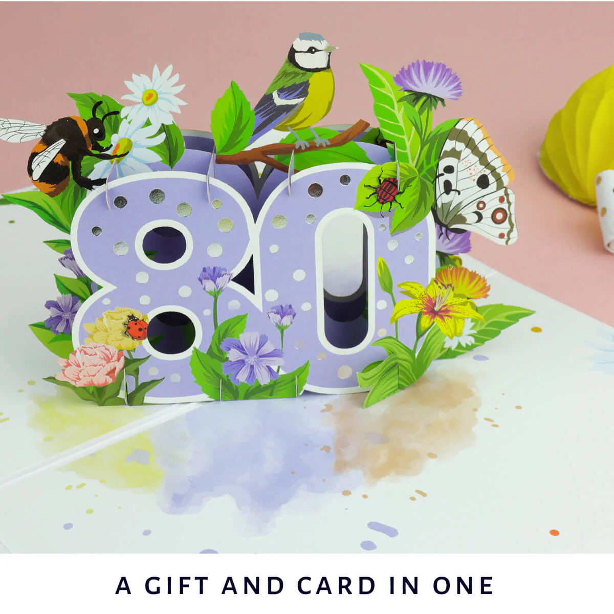 80th Birthday Floral Pop Up Card - Image 8