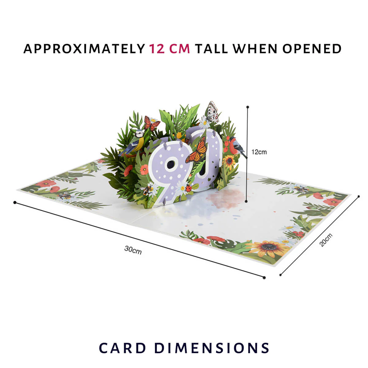 90th Birthday Floral Pop Up Card - Image 4