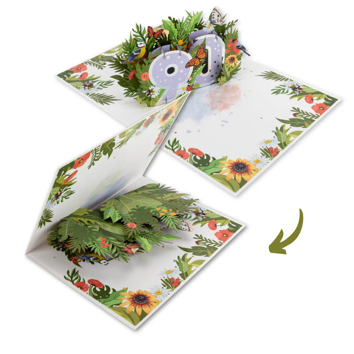 90th Birthday Floral Pop Up Card - Image 7