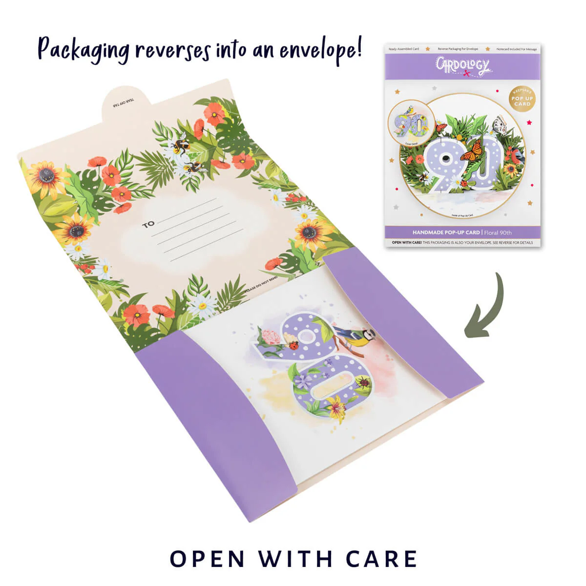 90th Birthday Floral Pop Up Card - Image 8