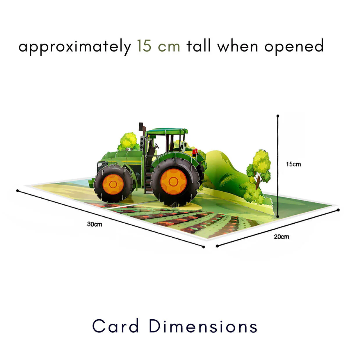 Green Vintage Tractor Pop Up Card - Image 3