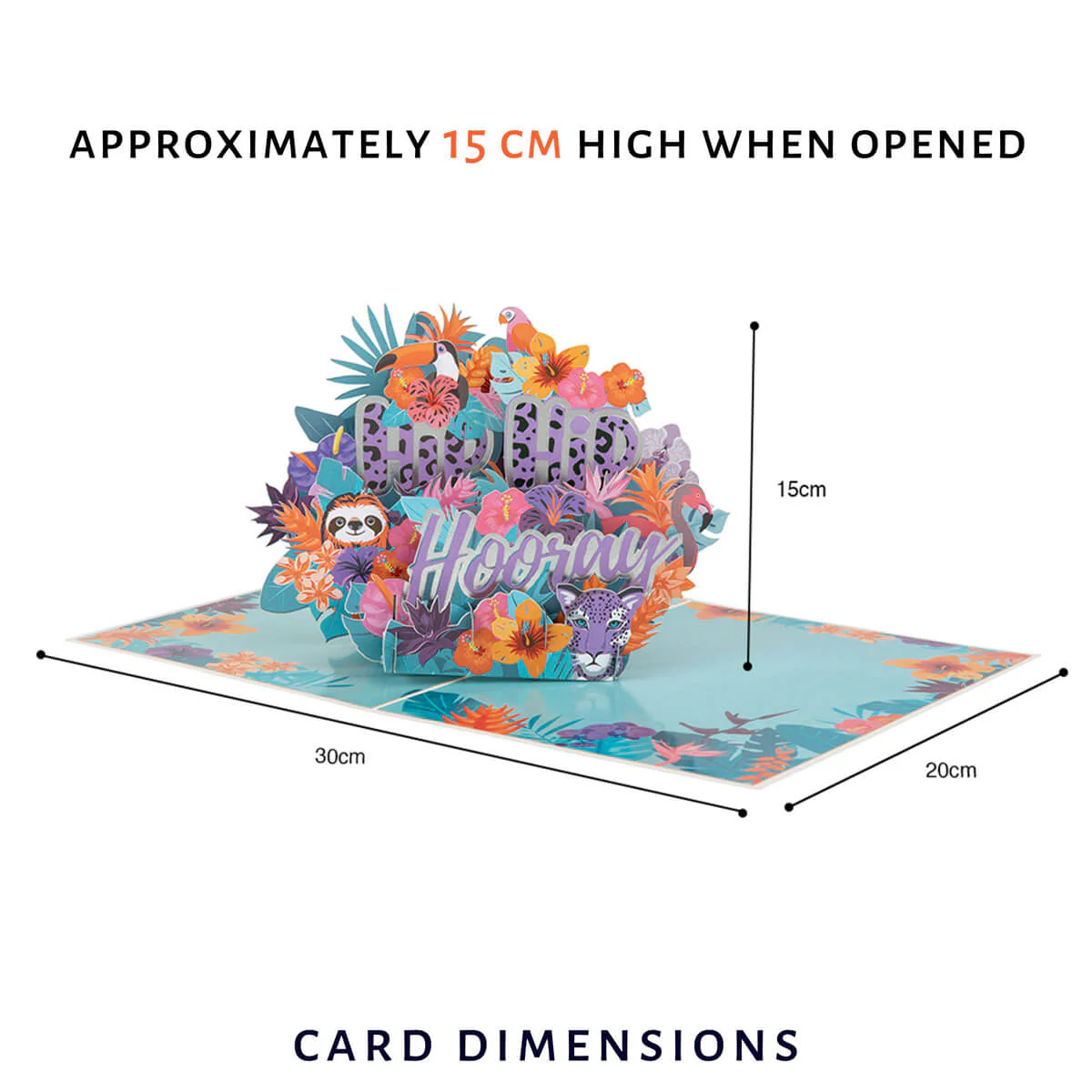 Hip Hip Hooray Tropical Pop Up Card - Image 3