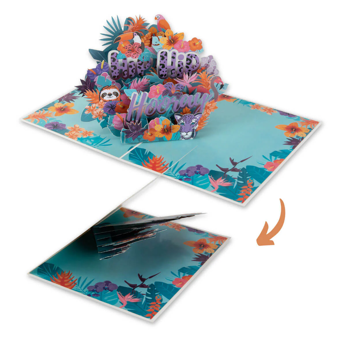 Hip Hip Hooray Tropical Pop Up Card - Image 5