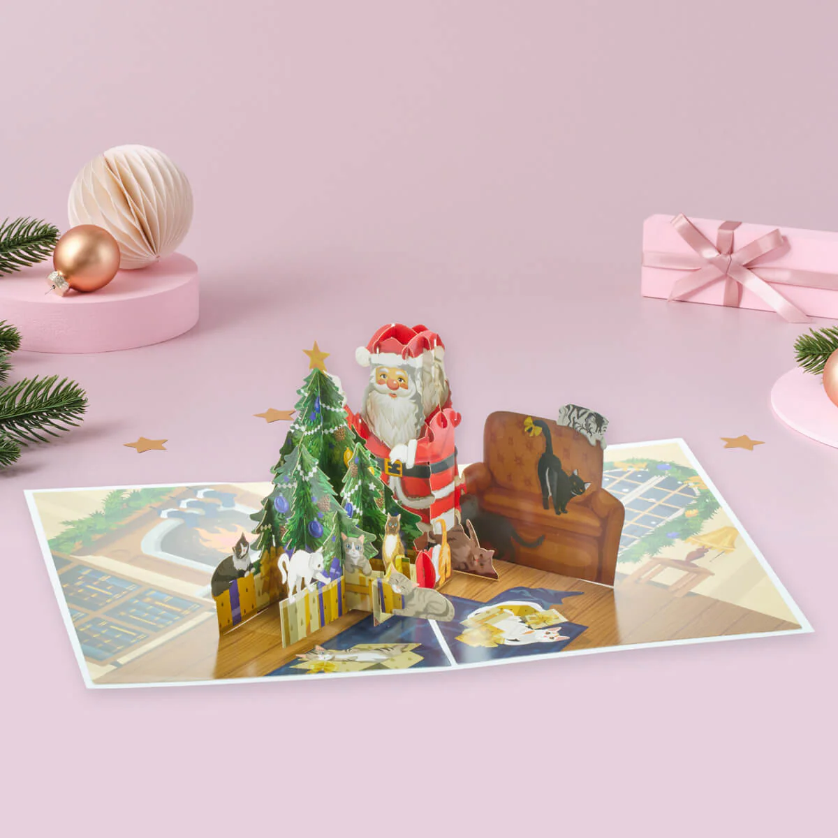 Santa Cats Pop Up Card - Image 3