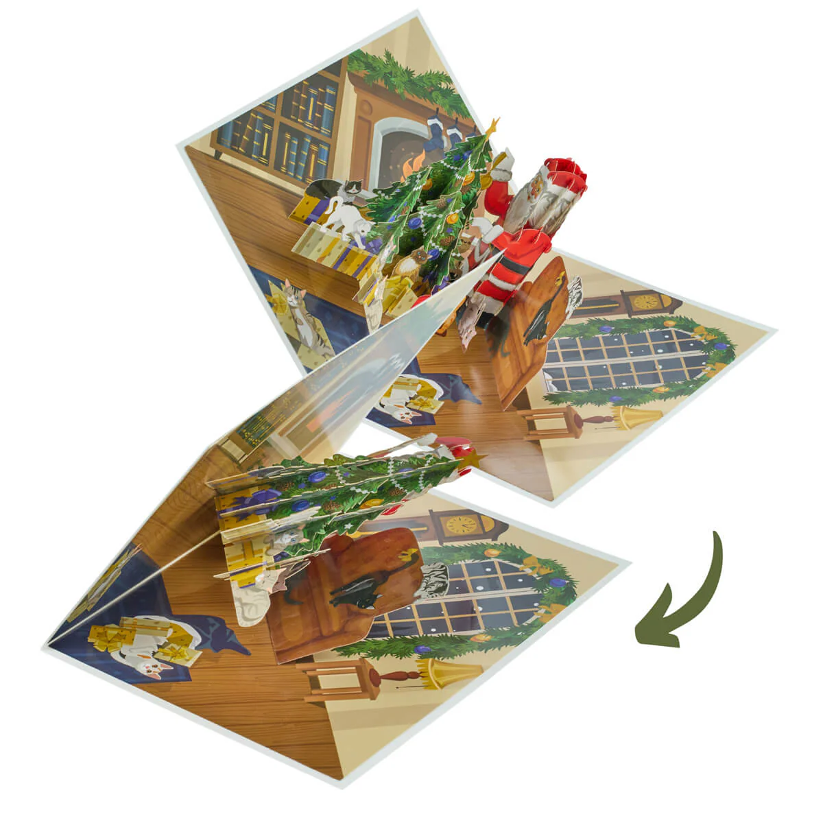 Santa Cats Pop Up Card - Image 6