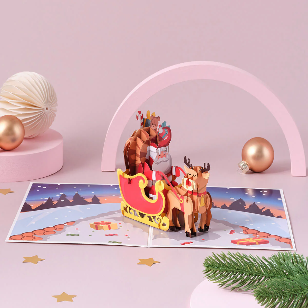 Santa Sleigh Pop Up Card - Image 5