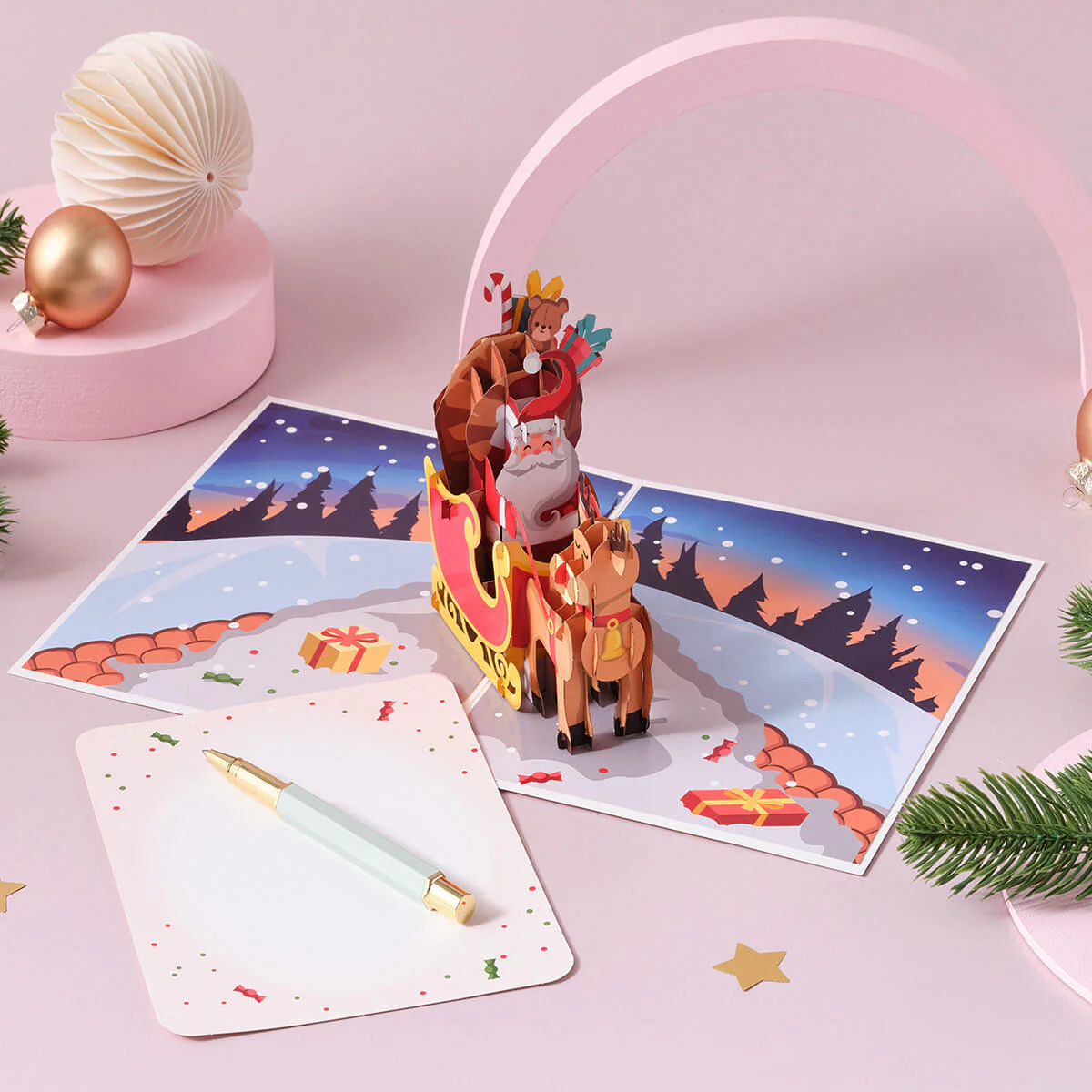Santa Sleigh Pop Up Card - Image 9